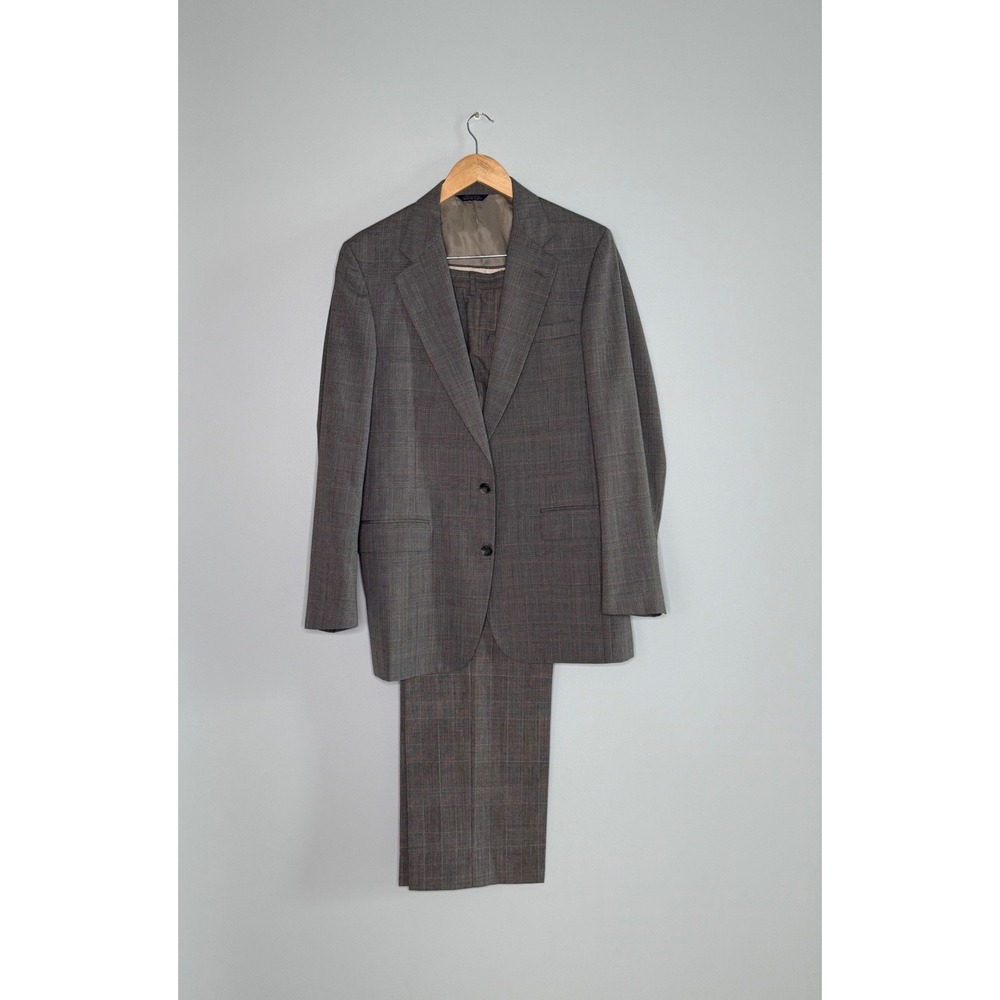 Cricketeer Hecht's Mens Grey Glen Plaid 2 Button Suit Blazer Trousers USA Made